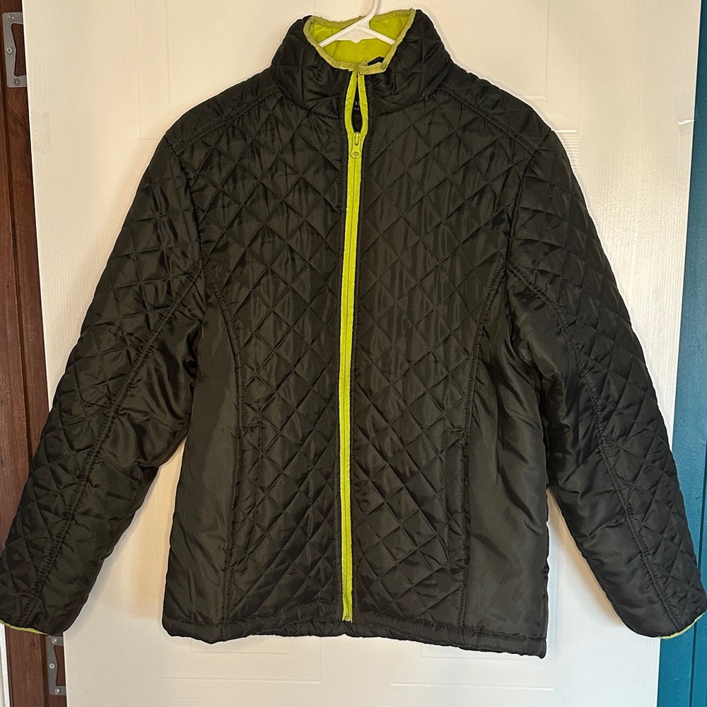 GUC Harve Benard Men’s Black Quilted Puff Jacket with Neon Trim